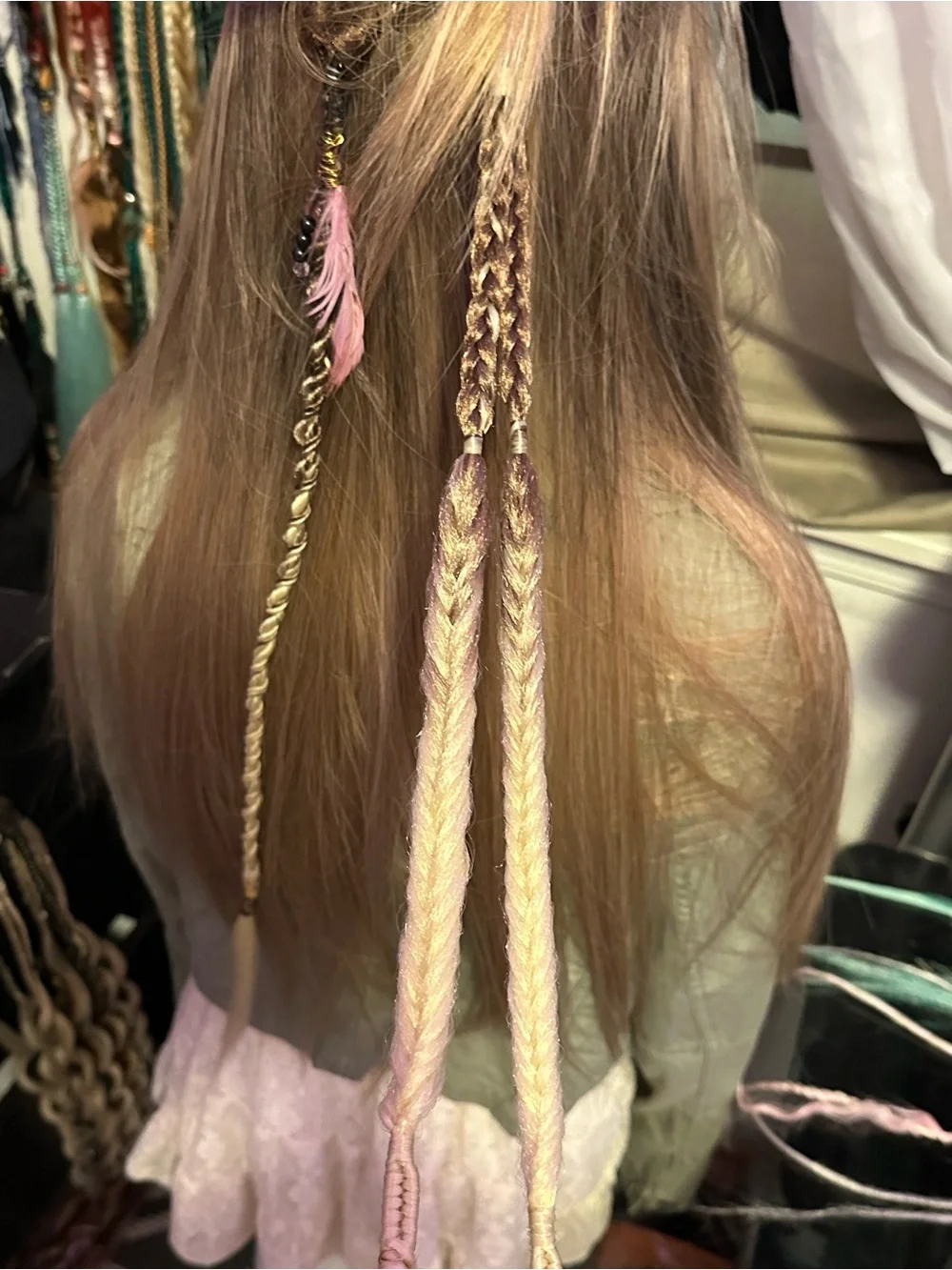 Hand-Braided Hair Extensions in hombre melted caramel